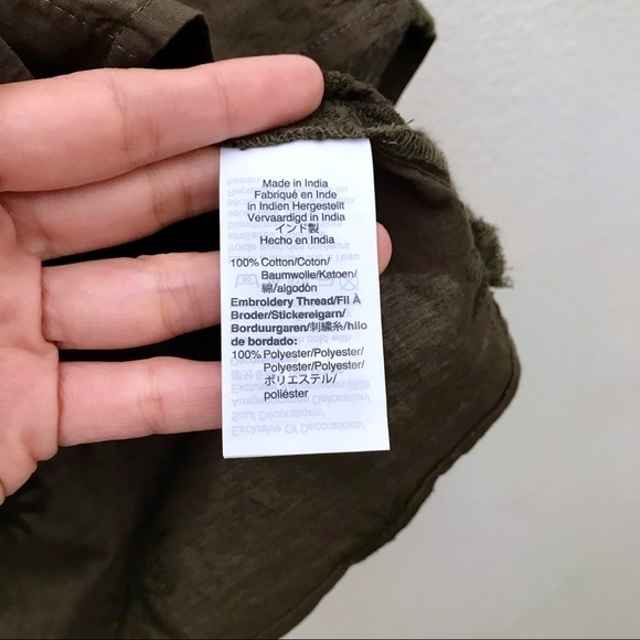 NEW Madewell olive embroidered bubble sleeve shirt - Picture 5 of 8